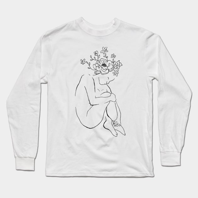 Floral sadness Long Sleeve T-Shirt by deadlydelicatedesigns